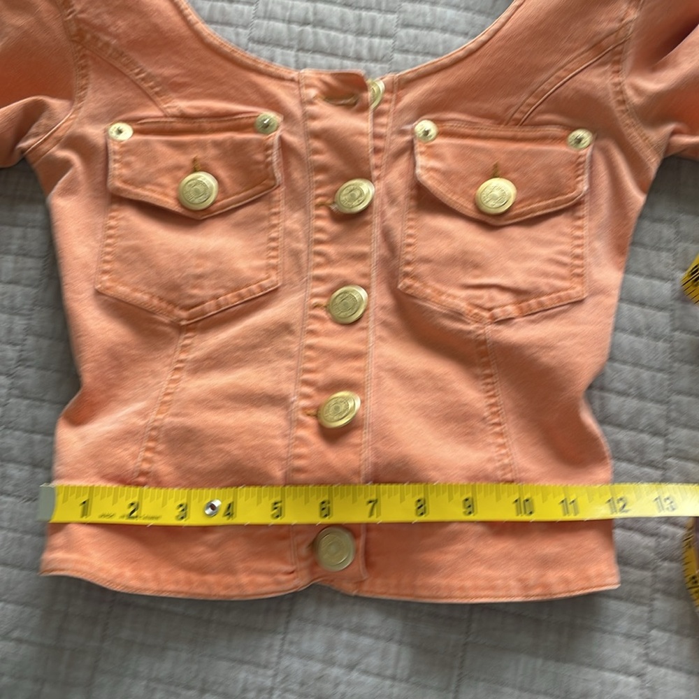 Moschino Vintage Jeans Orange Button Down Shirt - Picture 10 of 13